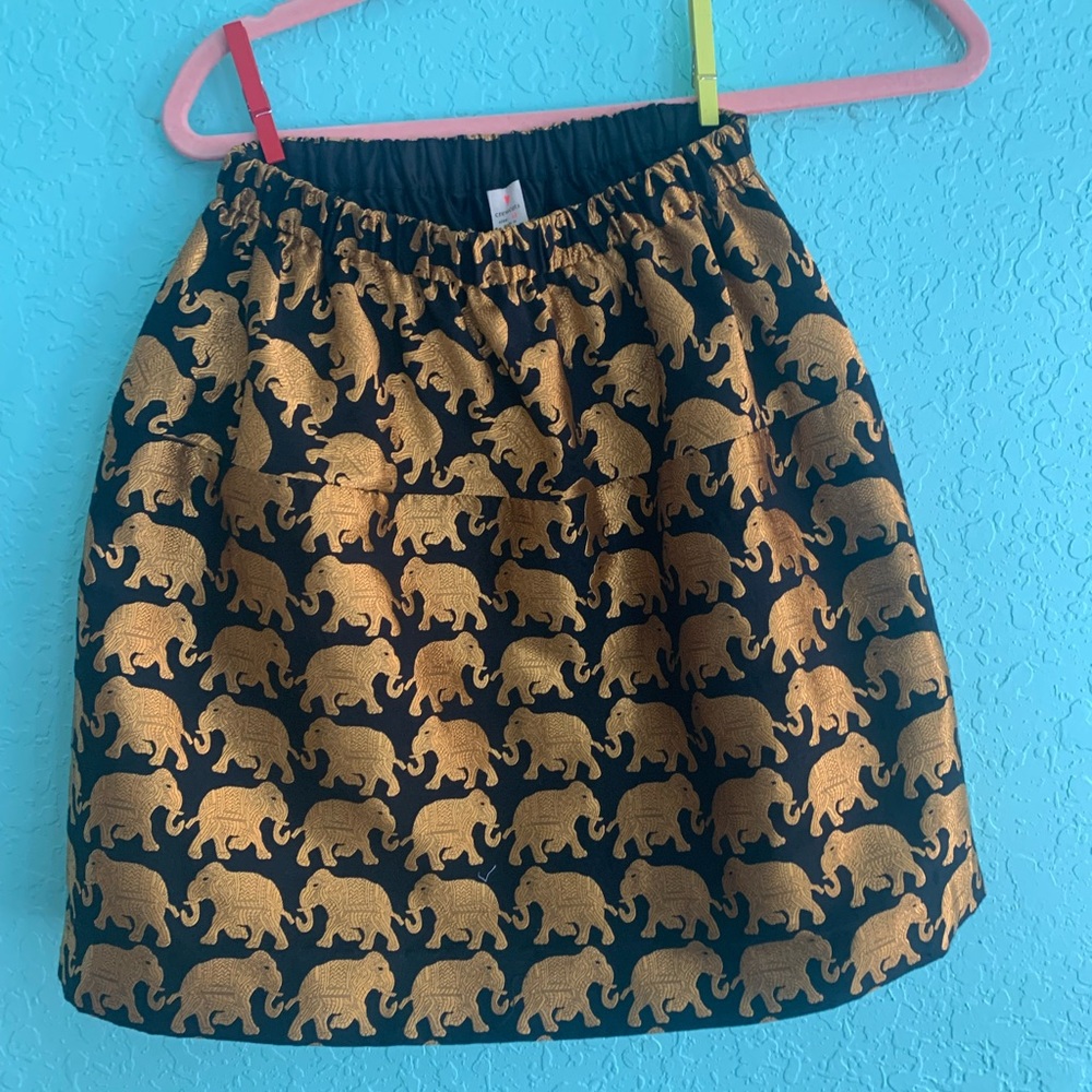 Crewcuts 12 Elephant Print Black and Gold Skirt girls 20s party